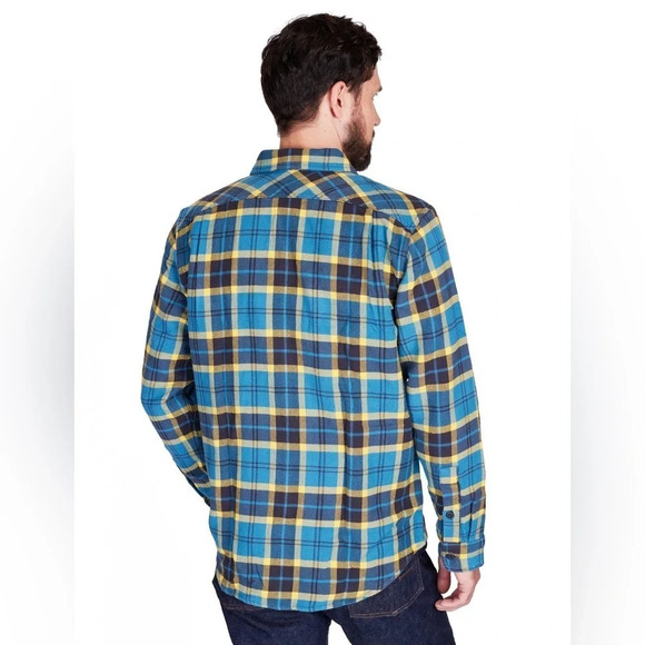 Goodthreads Men’s Heavyweight Brushed Flannel Shirt Jacket in Blue/Yellow Size M - Picture 13 of 13
